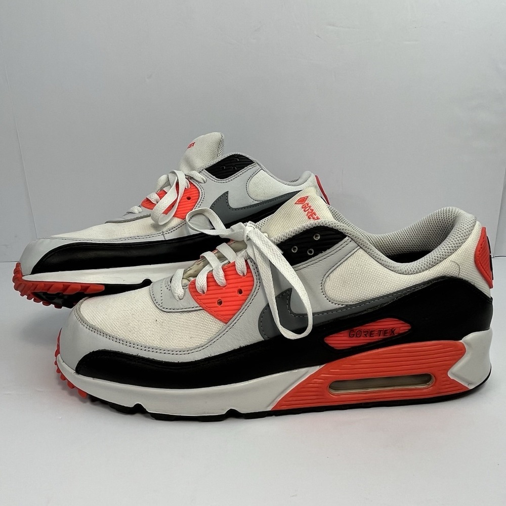 Nike Air Max 90 GTX Men's Size 12.5 Infrared Gore-Tex White Grey Red FD5810-101